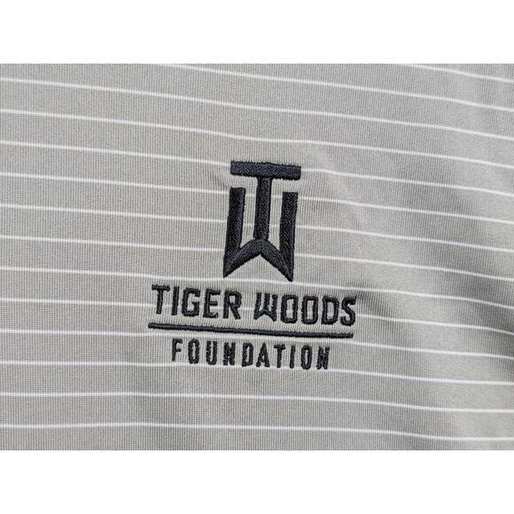Tiger Woods Foundation Nike Performance Golf Gray Polo Size Medium Earl Woods - Picture 3 of 8